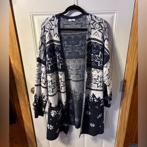 Maurices Winter/Fair Isle Open Front Long Knit Sweater Size 2X